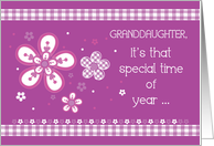 Granddaughter Religious Birthday Purple Pink Flowers Gingham Look card