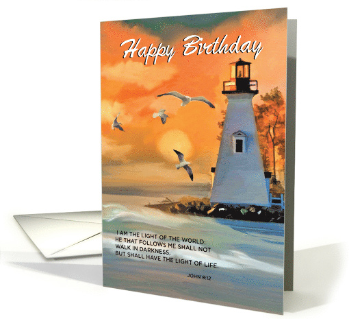 Lighthouse Birthday, Golden Sky, Religious card (1382950)