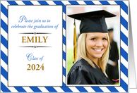 Custom Photo and Year Graduation Celebration Invitation Stripes card