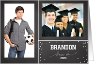 Graduation Party Invitation Black Chalkboard Look Confetti 2 Photos card