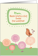 Custom Personalized Name Feel Better Cute Bird on Whimsical Flowers card