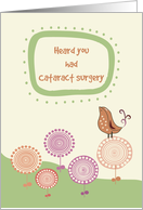 Feel Better After Your Cataract Surgery Cute Bird on Whimsical Flowers card