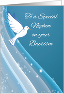 Nephew Baptism Dove on Blue Waters card