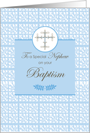 Nephew Baptism Blue with Lace and Cross card