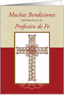 Spanish RCIA Blessings on Profession of Faith Catholic Cross on Red card