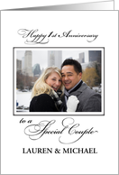 First Wedding Anniversary Photo Congratulations Black White card