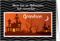 Grandson Halloween Haunted House Teen Tween Funny card