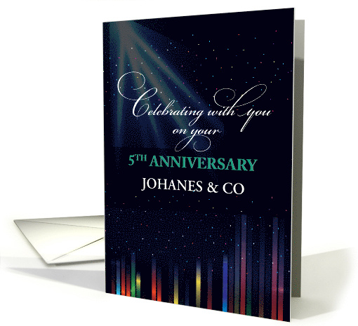 5th Employee Anniversary Sky Black Congratulate Thank You card