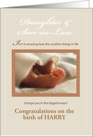 Daughter Son in Law Custom Name Congratulations Baby Feet card