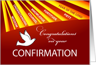 Congratulations Confirmation Dove with Gold and Red Rays card