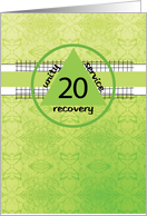 Twentieth 20th Year Peace Happiness 12 Step Recovery Anniversary card