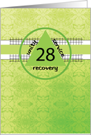 28th Twenty Eighth Year Peace Happiness 12 Step Recovery Anniversary card