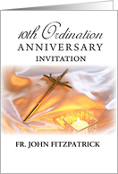 Invitation 10th Ordination Anniversary Cross Candle card