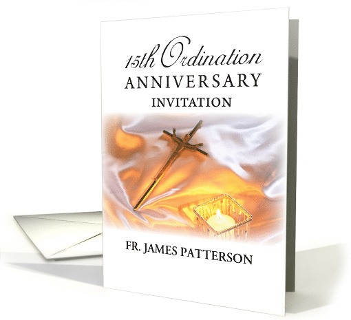 Invitation15th Ordination Anniversary Cross Candle card (1421286)