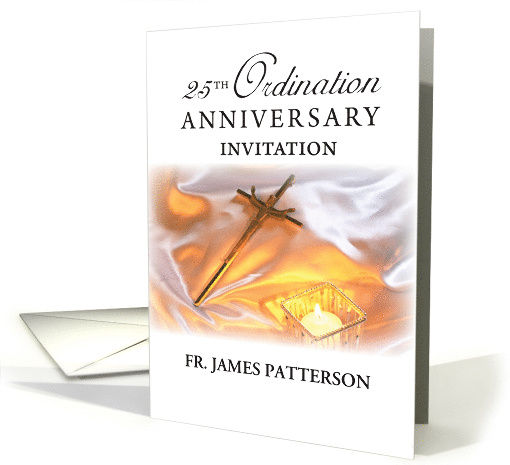 Invitation 25th Ordination Anniversary Cross Candle card (1421290)