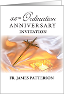 Invitation 35th Ordination Anniversary Cross Candle card