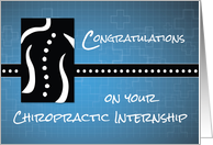 Chiropractic Internship Congratulations Black and White Spine on Blue card