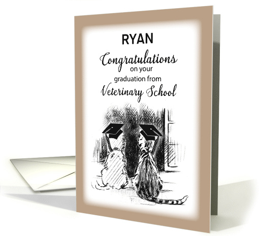 Personalize Name Congratulations on Veterinary Graduation Dog Cat card