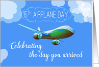 15th Year Airplane Adoption Day Green Airplane card