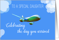 Airplane Day for Daughter Adoption with Green Airplane card