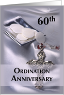 Invitation 60th Ordination Anniversary Silver Paten Hosts with Cross card