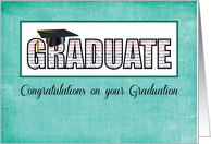 Religious Graduate in Words Congratulations on Teal card