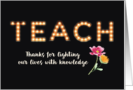 Thanks Teacher in Lighted Marquee Letters card
