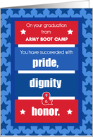 Army Boot Camp Graduation Congratulations Red White Blue Stars card