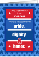 Boot Camp Graduation Congratulations Red White Blue Stripes Stars card