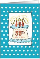 59th Birthday Cake on Blue Teal with Dots card