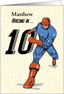 Custom Name Matthew 10th Birthday Superhero card