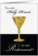 Priest Retirement Gold Chalice on Black and White card