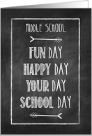 Middle School Chalkboard Look Back to School card