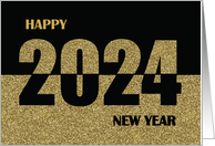 2024 Happy New Year Gold Glitter Look and Black card