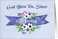 25th Nun Jubilee Watercolor Look Floral Banner card