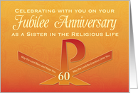 60th Jubilee Anniversary Nun Pax Cross Orange and Yellow card