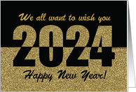 From All of Us 2024 Happy New Year Gold Glitter Look and Black card