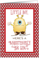 Little Boy Monster Hug Valentine Hearts Kid card