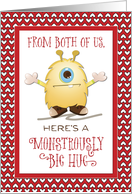 From Both of Us Couple Monster Hug Valentine Hearts card