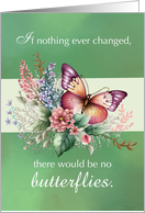 Health Encouragement Get Well Butterfly and Flowers on Green card