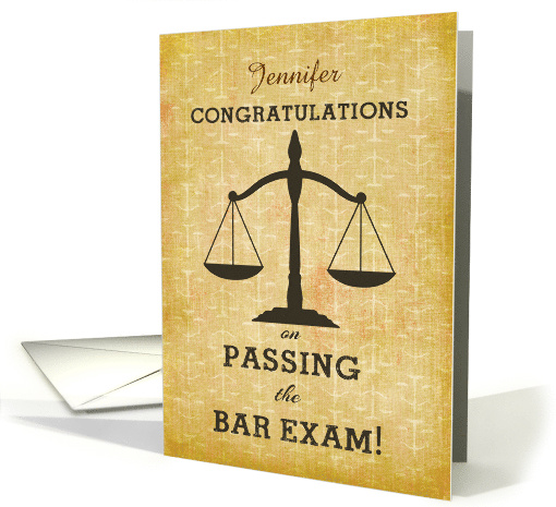 Custom Name Congratulations Passing Bar Exam Lawyer Scale... (1477480)