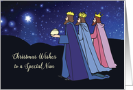 Nun Christmas Wishes Three Kings at Night card