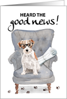 Congratulations on Good News Dog with Newspaper card