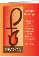 Deacon Birthday Shepherd Staff and Flame Religious card