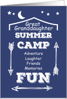 Great Granddaughter Camp Fun Navy Blue White Arrows Thinking of You card