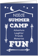 Niece Camp Fun Navy Blue White Arrows Thinking of You card
