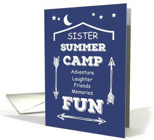 Sister Camp Fun Navy Blue White Arrows Thinking of You card (1479268)