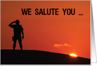 Thank You Soldier Salute at Sunset card