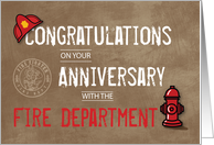 Fire Department Employee Anniversary Grunge Text card