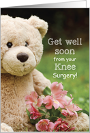 Knee Surgery Recovery Teddy Bear andFlowers Get Well Religious card